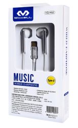 Audífonos con cable Miccell tipo C 1.2m Plateado