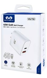 Cargador 45W GaN PD + QC3.0 Miccell Blanco