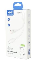 Cable TPE de carga rápida 30W Miccell C to L 1.5m Blanco