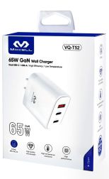 Cargador 65 W GaN 3USB Miccell Blanco