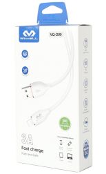 Cable TPE de carga rápida 3A Miccell Lightning 1.5m Blanco