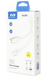 Cable TPE de carga rápida 6A Miccell Tipo C 1.5m Blanco