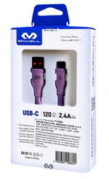 Cable TPE de carga rápida 2.4A Miccell Tipo C 1.2m Morado