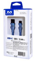 Cable TPE de carga rápida 2.4A Miccell Tipo C 1.2m Azul