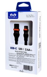 Cable TPE de carga rápida 2.4A Miccell Tipo C 1.2m Negro
