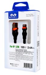 Cable TPE de carga rápida 2.4A Miccell Lightning 1.2m Negro