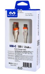 Cable TPE de carga rápida 2.4A Miccell Tipo C 1.2m Blanco