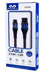 Cable Data Super Resistente 3A Miccell Tipo C 1.2m Azul