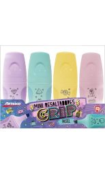 Resaltadores Grip Mediano Pastel Artesco (set de 4)